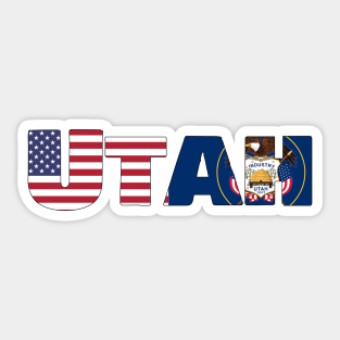 Utah State flag/ American flag logo Sticker